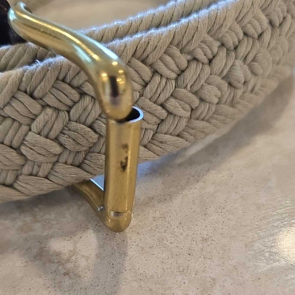 Liz Claiborne Cotton Woven Belt Brown Trim and Gold Buckle 100% Cotton - Picture 5 of 5